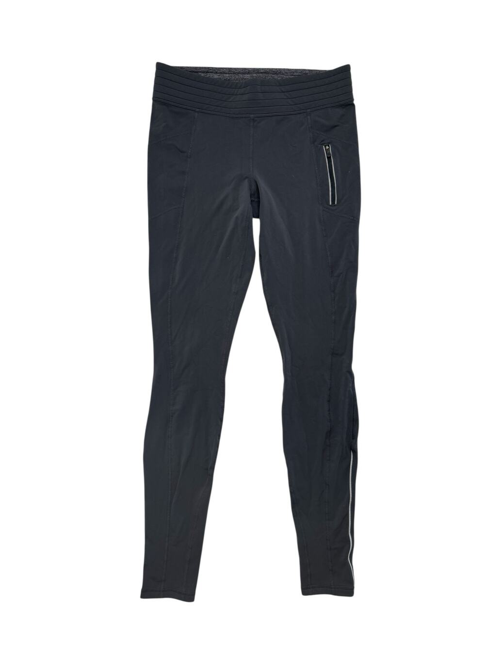 Vintage LULULEMON Gray Reflective Leggings Wide Waistband Size 8 Womens Midrise